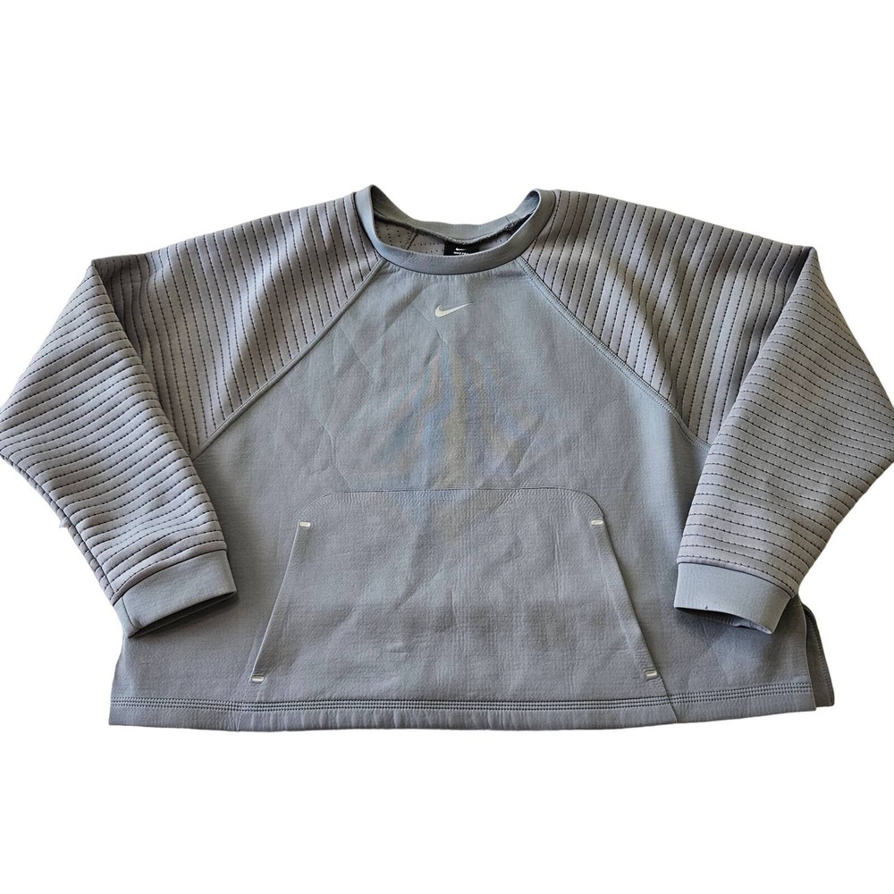 Nike‎ Pro Sz M Cropped Gray Crewneck Athleisure Athletic Minimalist Sweatshirt